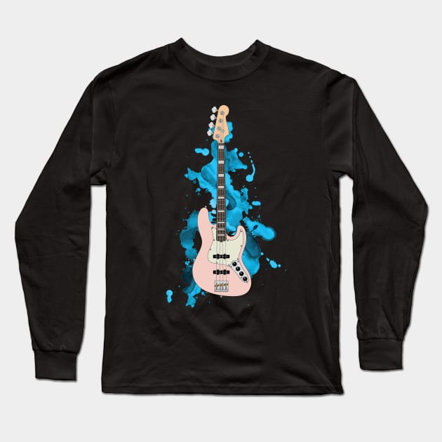 J-style Bass Guitar Pink Color Long Sleeve T-Shirt by nightsworthy